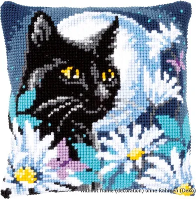 Produktbild von Vervaco PN-0148218 Kreuzstichkissen Katze in der Nacht