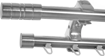 Produktbild von Rohr+Innenlauf Gardinenstange Ø20mm Edelstahl Look 2-läufig Deckenträger D60 RI