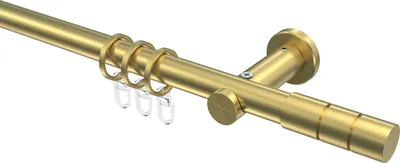 Produktbild von Interdeco Gardinenstange / Vorhangstange Messing-Optik, Typ Platon Elanto (Rillenzylinder), 20 mm Ø 1-läufig, 180 cm
