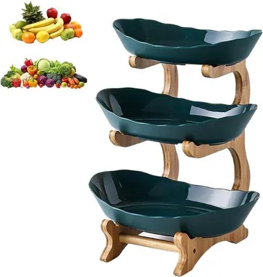 Productafbeelding van Fruitschaal - Fruitmand Etagere 3 Laags - Groen