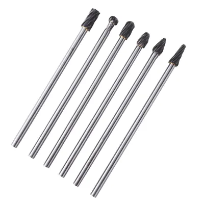 Imagen del producto de Juego de 6 fresas rotativas de carburo de tungsteno para aluminio, con vástago de 6 mm y diámetro de corte de 10 mm