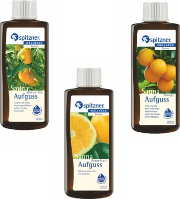Produktbild von Spitzner Saunaaufguss Vorteilspack 3er Mandarine Grapefruit Orange je 190ml