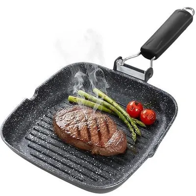 Zdjęcie produktu dla Patelnia grillowa indukcyjna aluminiowa 20X20 cm nieprzywierająca