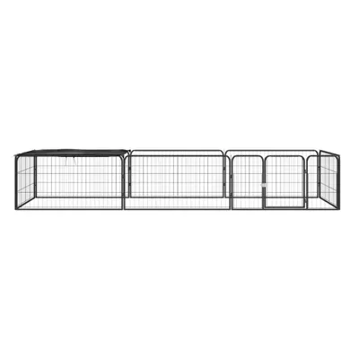 Image de vidaXL Parc pour chiens 8 pièces noir 100x50 cm Acier revêtu par poudre