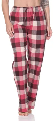 Produktbild von Normann Damen Flanell Schlafanzug Hose kariert – Schlafhose ideal zum relaxen ; beere , 36