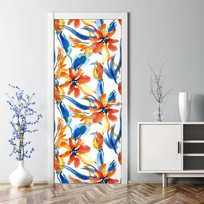 Produktbild von Dekorative Türposter selbstklebend Klebefolie Wandaufkleber Türaufkleber Blumen Farbenfrohe 85 x 200 cm