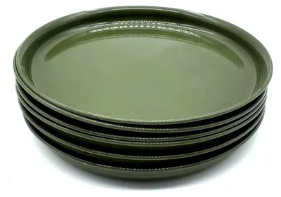 Produktbild von 6 Teller 18 cm, Speiseteller, Partygeschirr, Kindergeschirr, Campinggeschirr aus Kunststoff, oliv