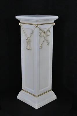 Produktbild von Säule Mäander Style Beistelltisch Marmoriert Dekosäule 75 cm Griechische Antik Retro Rokoko Säule Barock Blumenständer Podest Handbemalt