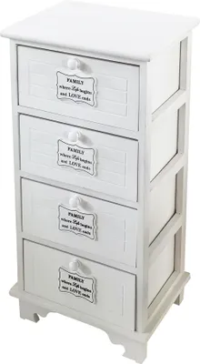 Immagine prodotto di Milani Home - mobiletto in legno con 4 cassetti, bianco, stile shabby chic, 37 x 28 x 73 cm