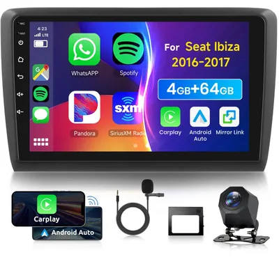 Zdjęcie produktu dla Radio samochodowe Bluetooth 9 cali, 4G/64G, do samochodu Seat Ibiza (2016-2017), system Android 15, CarPlay, GPS, kamera AHD