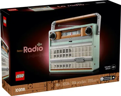 Produktbild von LEGO Icons Retro-Kofferradio, Musik-Bauset für erwachsene Fans von Retro-Radios, Wohn- und Büro-Deko, mit Sound-Effekten und Smartphone-Fach, Sammlerstück, Geschenkidee für Erwachsene 10334