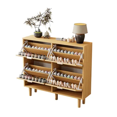 Produktbild von Schuhkipper mit 4 Klappen, 90/25/100 cm, Schuhschrank, Schuhregal, schmal