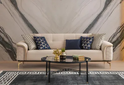 Produktbild von Dreisitzer Sofa 3 Sitzer Luxus Sofas Wohnzimmer Möbel Einrichtung Stoff Design