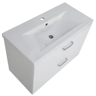Image de Astor ensemble de meubles de salle de bains 80 cm avec lavabo, blanc brillant