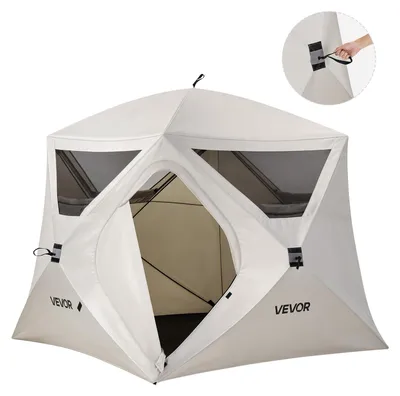 Produktbild von VEVOR Campingzelt 4-Personen, Pop-Up-Zelt mit Netzfenstern, Familienzelt Schneller Aufbau in 60 Sekunden, Tragbares Cabin Hub Zelt mit Tragetasche für Familien-Camping & Wandern, 229x229x212 cm