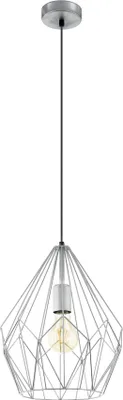 Produktbild von EGLO Pendellampe Carlton, 1 flammige Vintage Pendelleuchte, Retro Hängelampe aus Stahl, Farbe: Silber, Fassung: E27