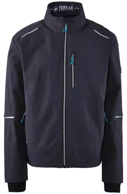 Produktbild von Terrax Workwear Herren Arbeitsjacke mit einrollbarer Kapuze - Leichte Berufsjacke mit reflektierenden Details in Anthrazit-Petrol Größe 3XL