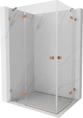 Produktbild von Mexen Lunar Duo Duschkabine schwenkbar 90 x 85 cm, transparent, gebürstetes Kupfer - 834-090L-085P-65-00