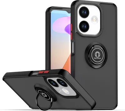 Image de Etui pour Oppo A5 Pro 5G étui en TPU translucide mat avec porte-anneau et support Noir Rouge
