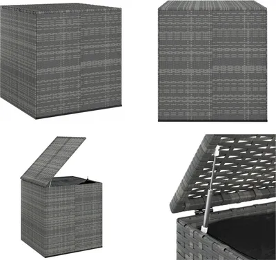 Produktbild von vidaXL Garten Kissenbox PE Rattan 100x97,5x104 cm Grau - Kissenbox - Kissenboxen - PE-Rattan-Kissenbox - Aufbewahrungsbox