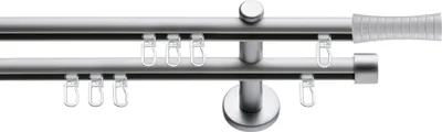 Produktbild von SN Deco Gardinenstange Innenlauf Nancy, 19 mm, 2-läufig, Stahl, Komplett-Set mit Ringen, Profilträger, 300 cm, chrom matt
