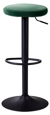 Produktbild von FineBuy Barhocker Samt ohne Lehne 58-79 cm, Küchenhocker Stoff/Metall 100 kg, Design Barstuhl Drehbar Bistrohocker Grün