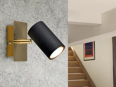 Produktbild von Wandstrahler 1-flammig Spot schwenkbar Schwarz Gold, Höhe 12cm inkl. GU10 LED