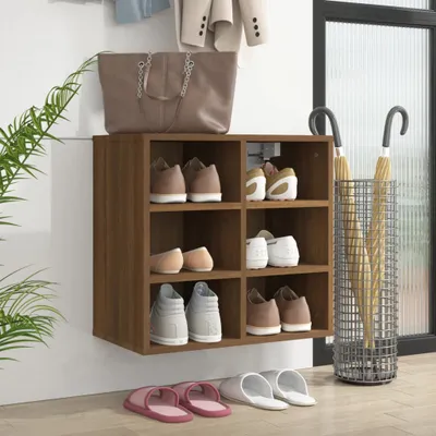 Image de The Living Store Étagère à chaussures marron imitation chêne 52,5x30x50 cm