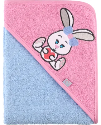 Produktbild von Be Mammy Kapuzenhandtuch Babyhandtuch aus Baumwolle 100cm x 100cm BE20-240-BBL (Hellblau - Hase, 100 cm x 100 cm)