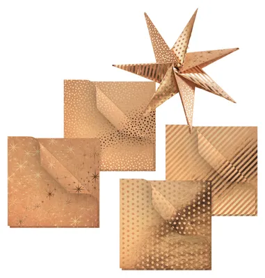 Produktbild von Gebrüder Bertels Faltpapier Kraftpapier Gold 15x15 cm 110 g/qm Origami Basteln