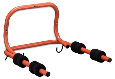 Immagine prodotto di Supporto da parete per biciclette Relaxdays, 2 biciclette, fino a 30 kg, pieghevole, L x P x A 28 x 47,5 x 51 cm, supporto da parete per biciclette, rosso/nero