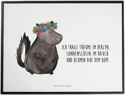 Produktbild von Mr. & Mrs. Panda tischauflage Stinktier Mädchen - Weiß - Geschenk, schreibtischunterlagen, Skunk, Schreibunterlage, tischpad, Raubtier, Wildtier, Namaste, Yoga