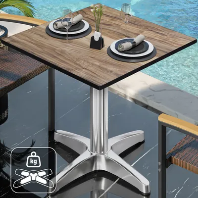 Produktbild von CPBL | HPL Bistrotisch | B:T:H 60 x 60 x 80 cm | Sheesham / Aluminium | Zusatzgewicht | Quadratisch | Bistrotisch Gastro Tisch