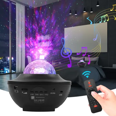 Zdjęcie produktu dla Projektor muzyczny LED Forver Speed Bluetooth z gwieździstym niebem i głośnikiem z efektem fali wodnej