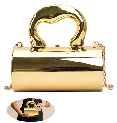 Produktbild von Acryl-Clutch, Acryl-Handtasche für Damen mit abnehmbarem Riemen und aufklappbarem Verschluss, goldene Clutch-Handtaschen für Damen, 18x9x9cm