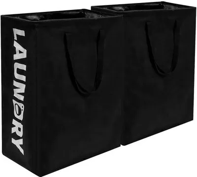 Productafbeelding van 2 opvouwbare wasmanden, wasmand van 75 liter, kleine wasmand, opbergmand, wasmanden, wasmand voor badkamer, woonkamer, 60 x 40 x 34 cm