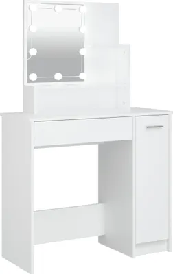 Image de vidaXL Coiffeuse avec LED blanc 86,5x35x136 cm