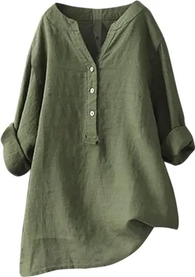 Produktbild von Elegante Damen-Leinenbluse - Sommer Langarm, Große Größen verfügbar, Bügelfrei, Mittelalter-Tunika-Stil