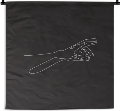Produktbild von MuchoWow® Wandteppich Wandbehang Hände - Minimalismus - Schwarz - Weiß 60x60 cm Tapisserie Dekoration Wandtuch - Dekorationen - Wand Decke