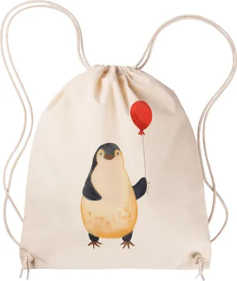 Produktbild von Mr. & Mrs. Panda gym tasche Pinguin Luftballon - Transparent - Geschenk, wander rucksack, Jahrmarkt, Liebe, Beste Freundin, Turnbeutel, Sportbeutel, Geschenkidee, Kirmes