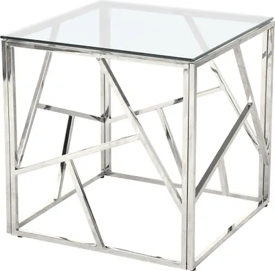 Produktbild von SalesFever Couchtisch | Tischplatte 8 mm Sicherheitsglas | Gestell rostfreier Edelstahl | quadratisch | B 55 x T 55 x H 55 cm | silber – klar