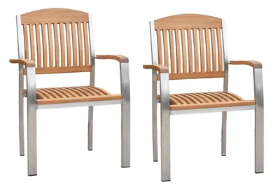 Produktbild von Merxx Gartensessel Keros 2er Set, stapelbar - Edelstahl/Akazie