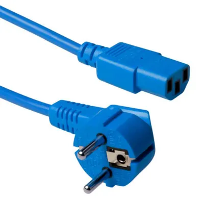 Produktbild von ACT Stromkabel Netzstecker CEE 7/7 Stecker (abgewinkelt) - C13 blau 5 m, 5 m, CEE7/7, C13-Koppler, 250 V, 10 A