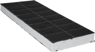 A single carbon filter for a range hood, shown from a slightly elevated diagonal angle.