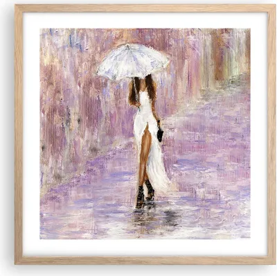 Produktbild von Gerahmtes Poster - Rahmen in heller Eiche - Frau Regenschirm - 50x50 cm - Wand Bild - Wanddeko - Wandbilder - Kunstposter - Wandposter - Bilderrahmen - Bilder - Kunstdruck - Wandbild - P2NAC50x50-3822