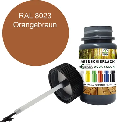 Produktbild von Reparaturlack Lackstift RAL Lack Pinselflasche 50ml. Farbe Holz Metall Möbel Auto Bad Retuschierlack - RAL 8023 Orangebraun