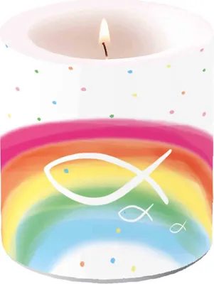 Produktbild von Tischdeko Kommunion Konfirmation Regenbogen Rainbow Kerze Servietten Religion Fest, Ausf:Eine Kerze
