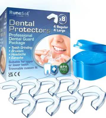 Imagen del producto de Protectores bucales para bruxismo, 8 unidades, libres de BPA, adaptables, protectores dentales para usar por la noche