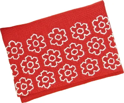 Produktbild von Olympus Hitomezashi Sashiko Stickpackung "Taschentuchhülle Rot", Stoff bedruckt, 9x13cm, Original aus Japan