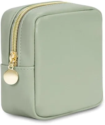 Image de Petite trousse à maquillage verte en cuir PU